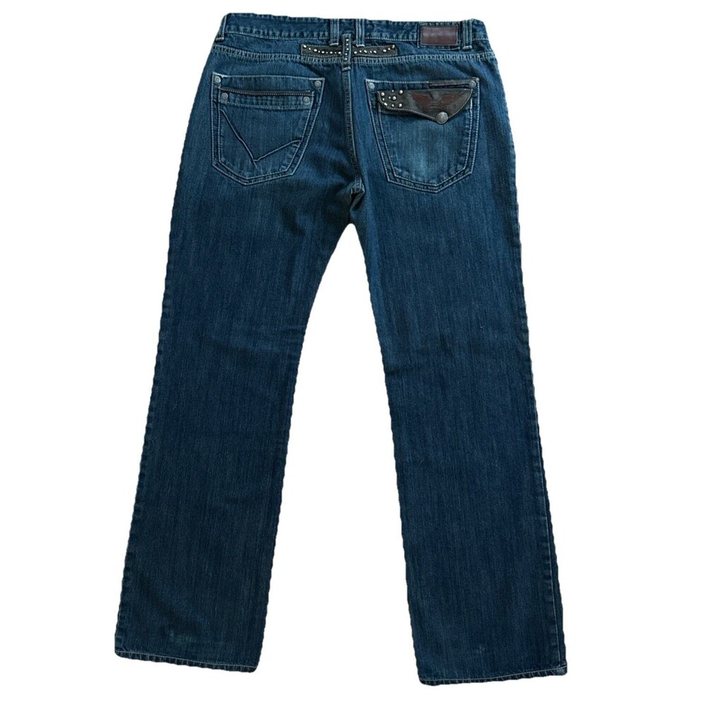 Robins Jeans Tabacco Jeans Mens Sz 38x33 Leather Studded 7 Pocket Denim BSD5167